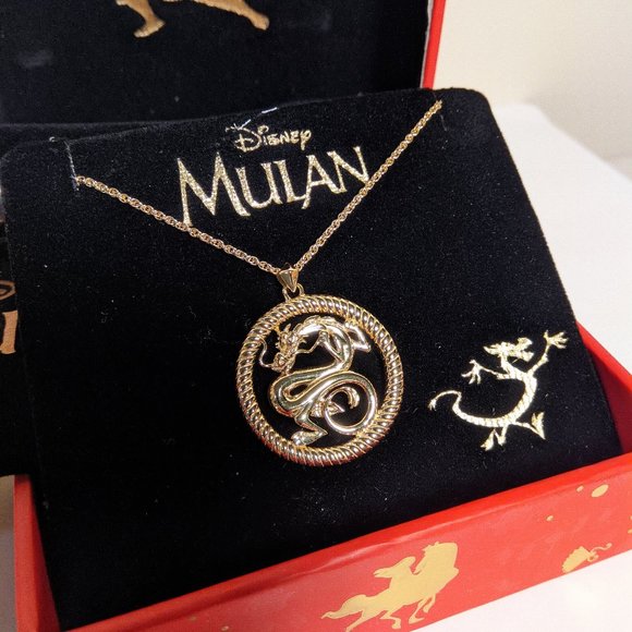 Disney's Mulan Mushu Medallion Gold Necklace - Picture 1 of 6